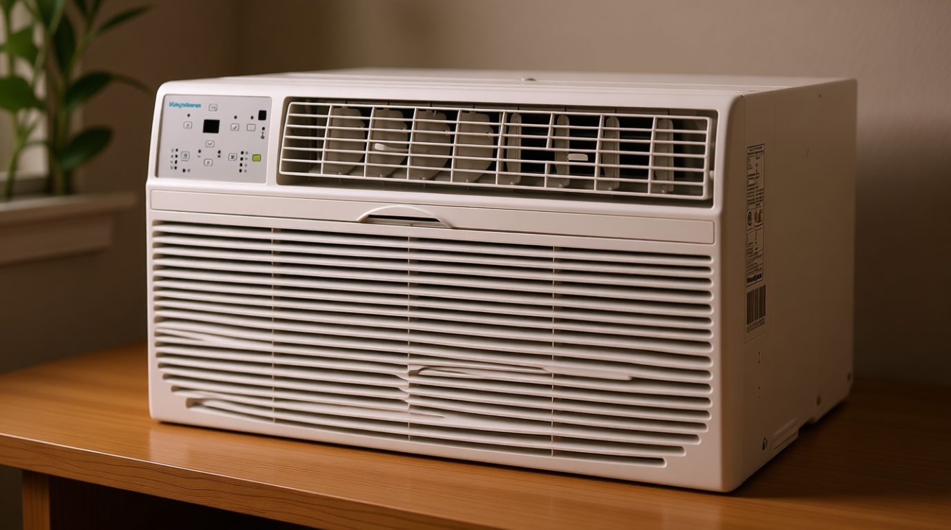 Keystone 8,000 BTU Wall Mounted Air Conditioner with Supplemental Heat and Dehumidifier Function, 115V, Wall AC for Small-Medium Sized Rooms up to 350 Sq.Ft. with Remote, Quiet, High Efficiency AC