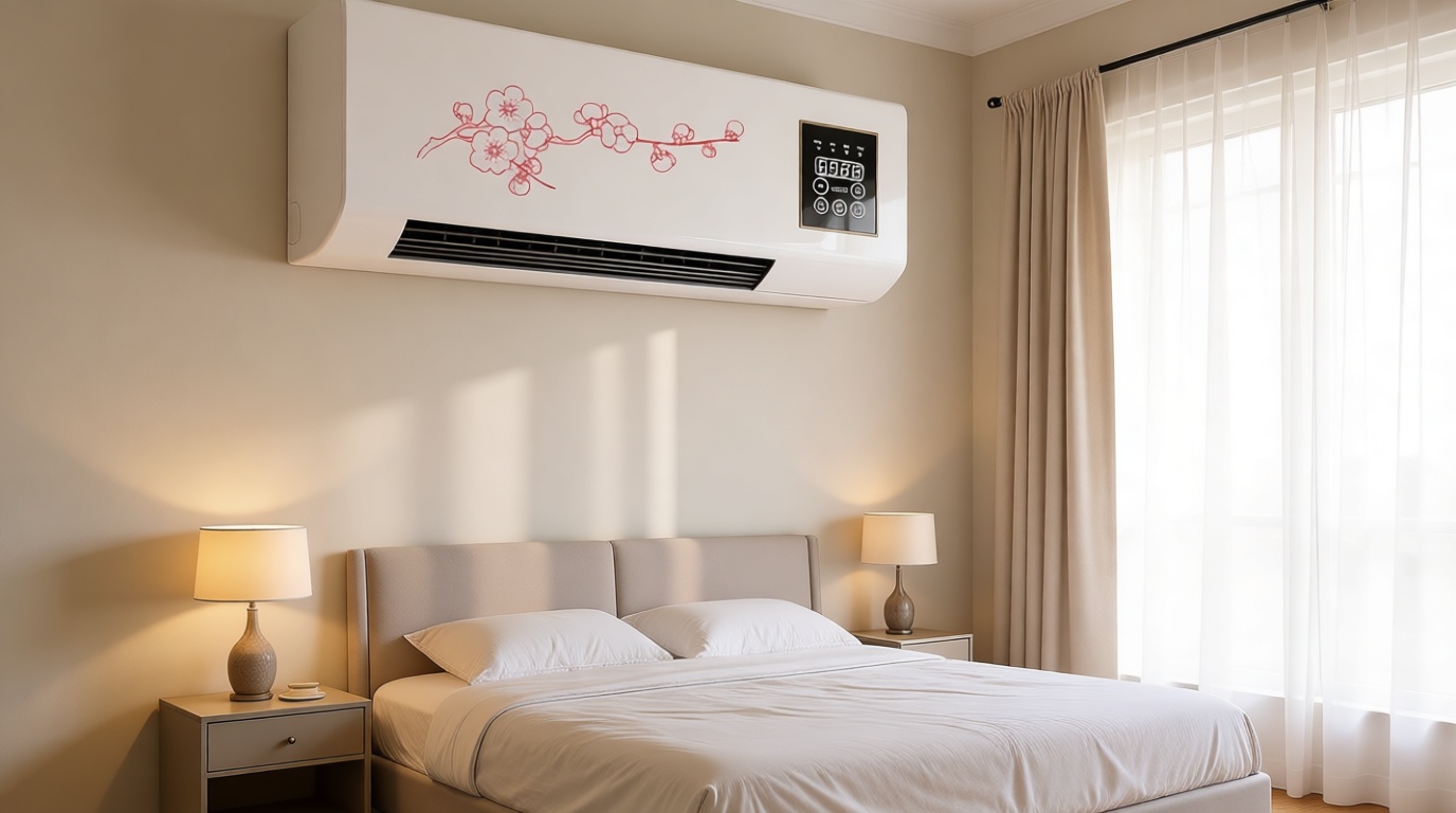 Portable Wall Air Conditioner Fan 2 In 1 Wall Mounted Heating System, Quiet Ac Fan Heater Combo Unit for Living Room Bedroom Office, Smart Air Conditioner with Remote Control(Red)