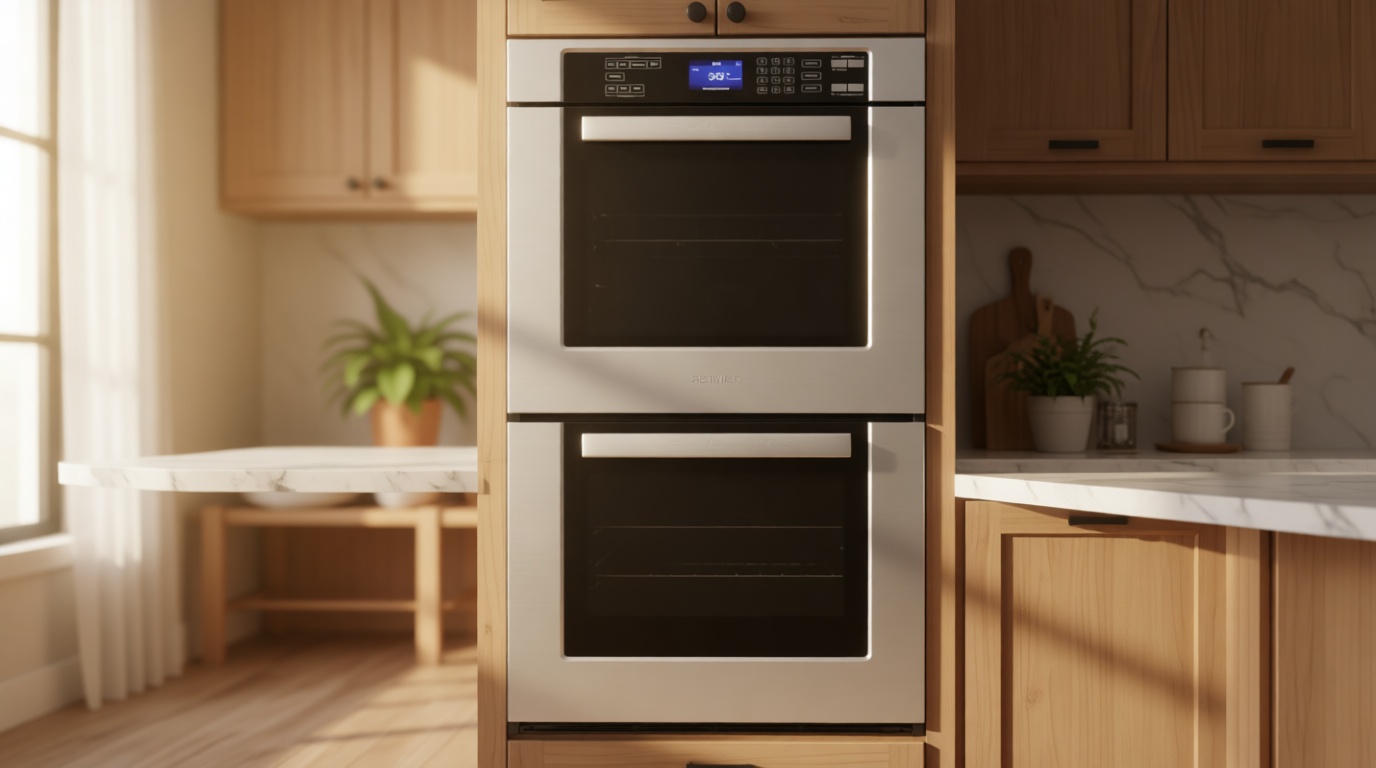 COSMO COS-30EDWC 30 in. Haven Collection Double Electric Wall Oven, True Convection, Blue Porcelain, Self Cleaning in Stainless Steel