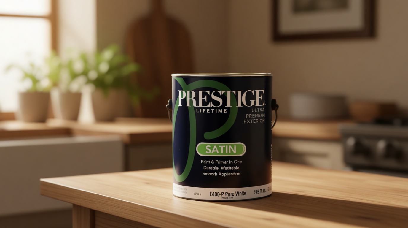 PRESTIGE Paints Exterior Paint and Primer In One, 1-Gallon, Satin, Comparable Match of Sherwin Williams* Antique White*