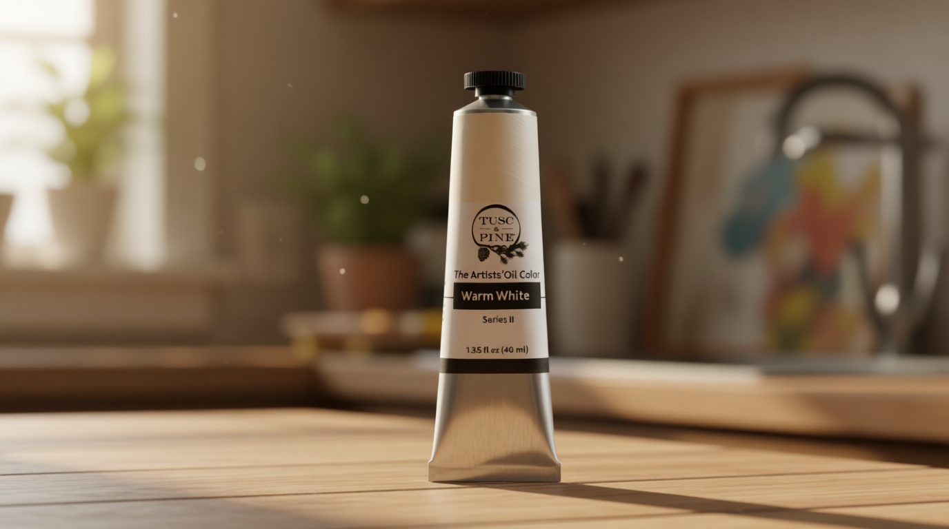 Tusc & Pine Artist Oil Paint - Warm White, 40 ml, Non-Yellowing, Rich & Creamy Consistency, Maximum Pigment Load, Small Batch Milled Oil Paints Made in the USA for Professional Artists