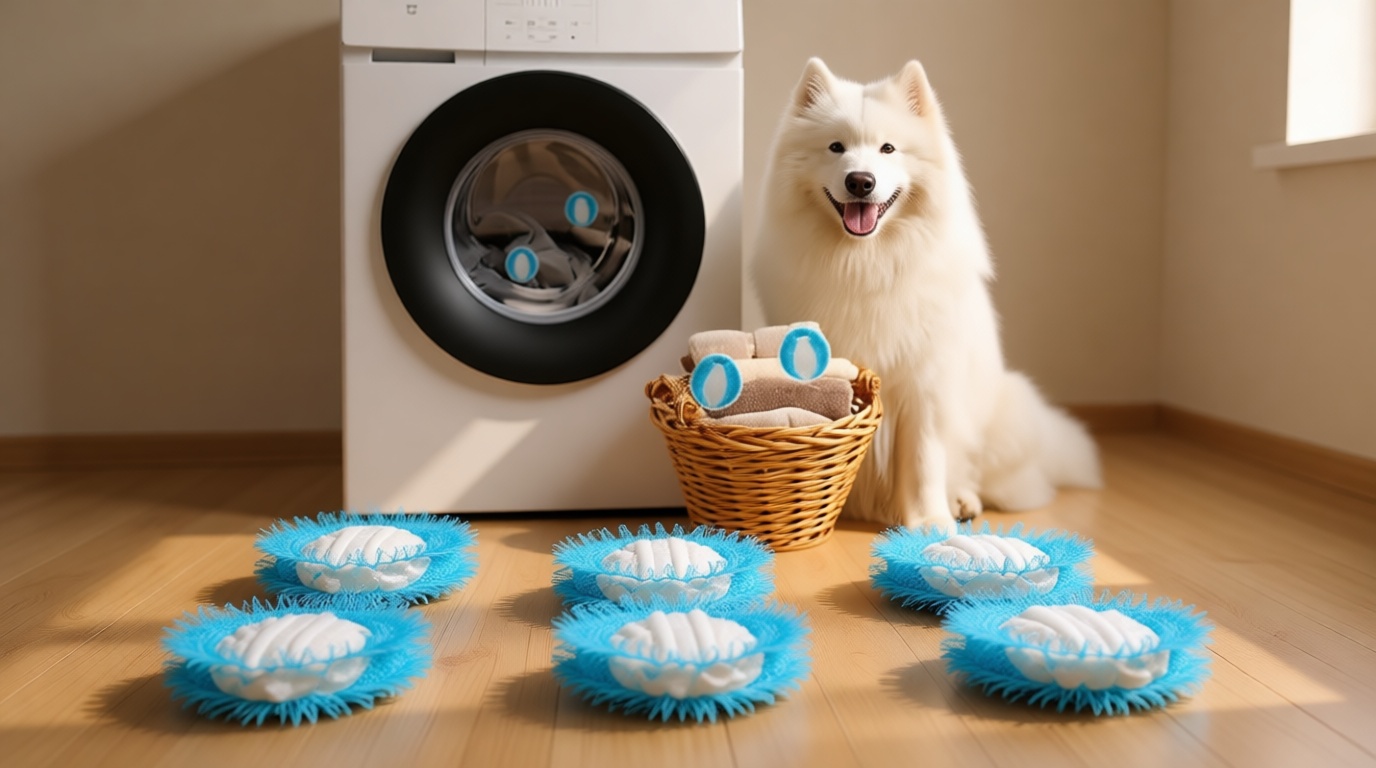Newly Upgraded 2.1-in Pet Hair Remover for Laundry – Reusable Dog & Cat Hair Catcher for Washer & Dryer – Effective Lint & Fur Remover for Clothes & Bedding – Gentle on Fabrics, Eco-Friendly (Blue)