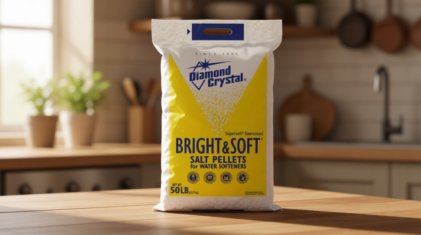 Diamond Crystal 50 lb. Water Softener Salt, Bright & Soft Series, Pellets, 99.8% Purity (One Pack)