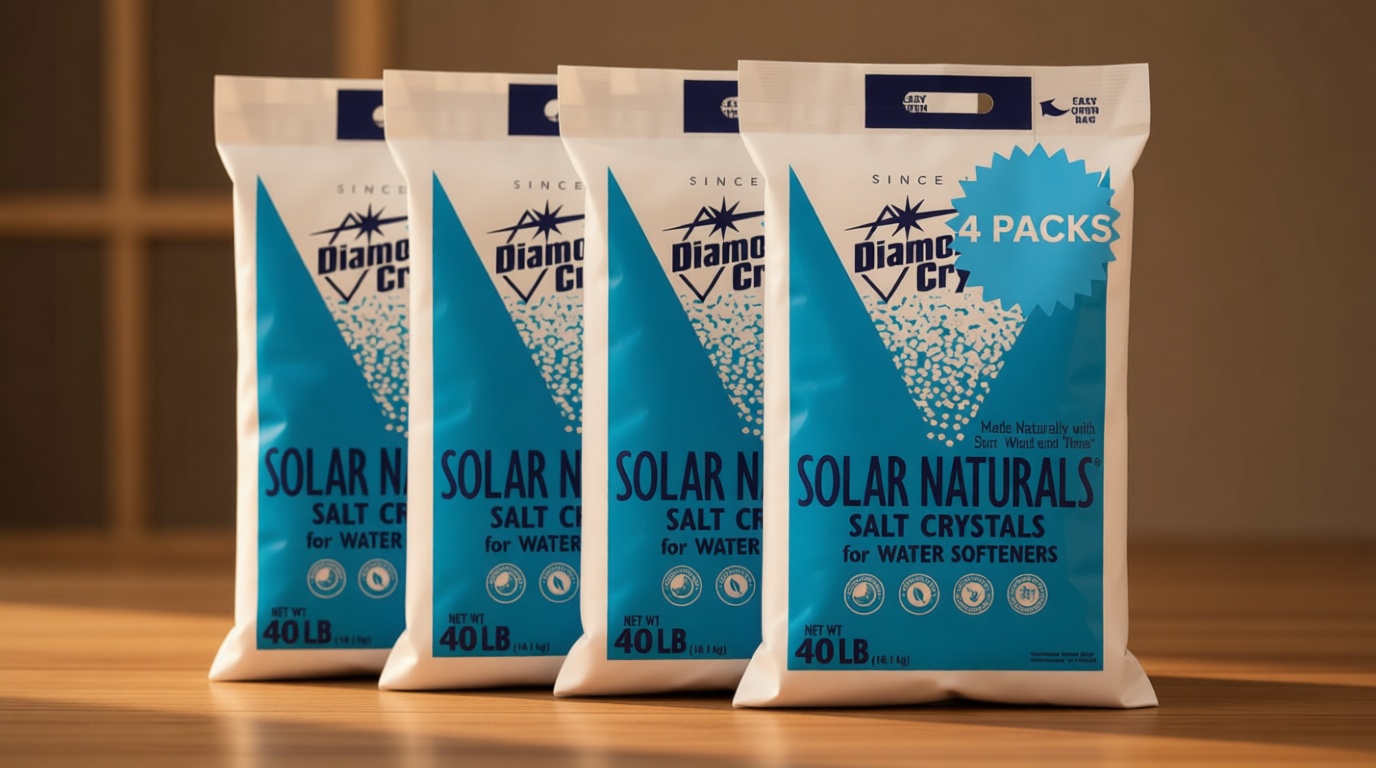 Water Softener Salt Crystal–High Purity 99% Pure, Low Insoluble, Minimizes Tank Residue, NSF Certified, 40 lb - 4 Packs - Sodium Chloride