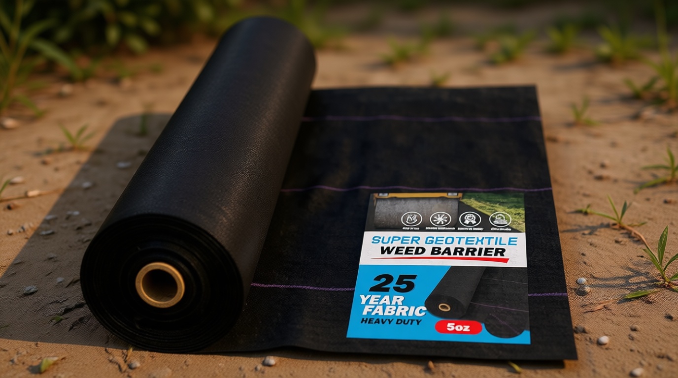 Super Geotextile Professional 5oz Geotextile Weed Barrier Fabric - Heavy Duty Landscape Fabric for Gardening, Landscaping, Weed Fabric (3x100)