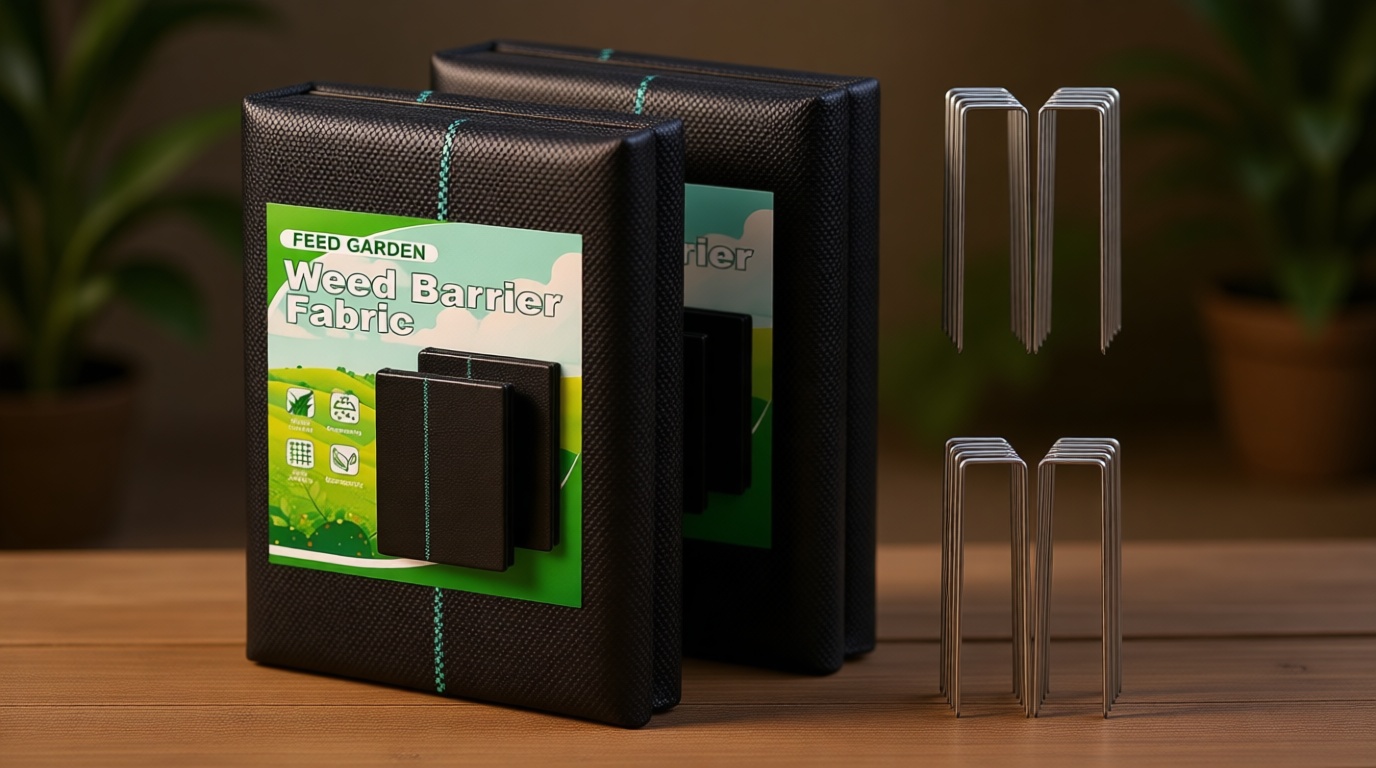 FEED GARDEN 3FT x 100FT Landscape Fabric Weed Barrier Fabric, Heavy Duty Weed Control Mat, Weed Blocker Ground Cover Geotextile Fabric for Gardening, with 20 U-Shaped Stakes (2 Pack 3x50FT)