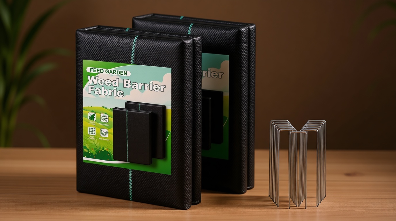 FEED GARDEN 4FT x 100FT Landscape Fabric Weed Barrier Fabric, Heavy Duty 3.2oz Ground Cover Geotextile Fabric for Gardening, with 30 U-Shaped Stakes (2 Pack 4x50FT)