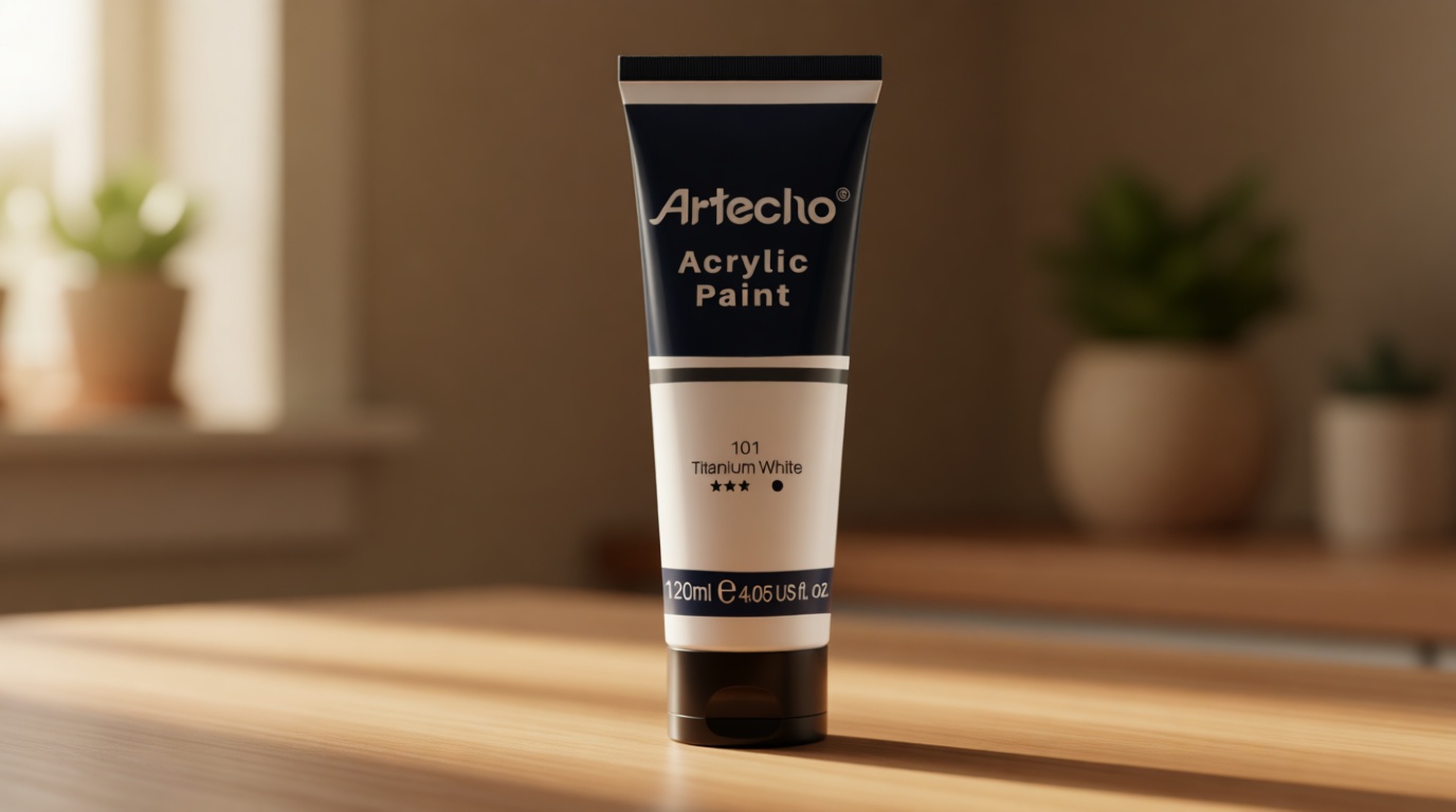 Artecho White Acrylic Paint, Titanium White Paint (120ml / 4.05oz) Tubes, Art Craft Paints for Canvas Painting, Rock, Stone, Wood, Fabric, Art Supplies