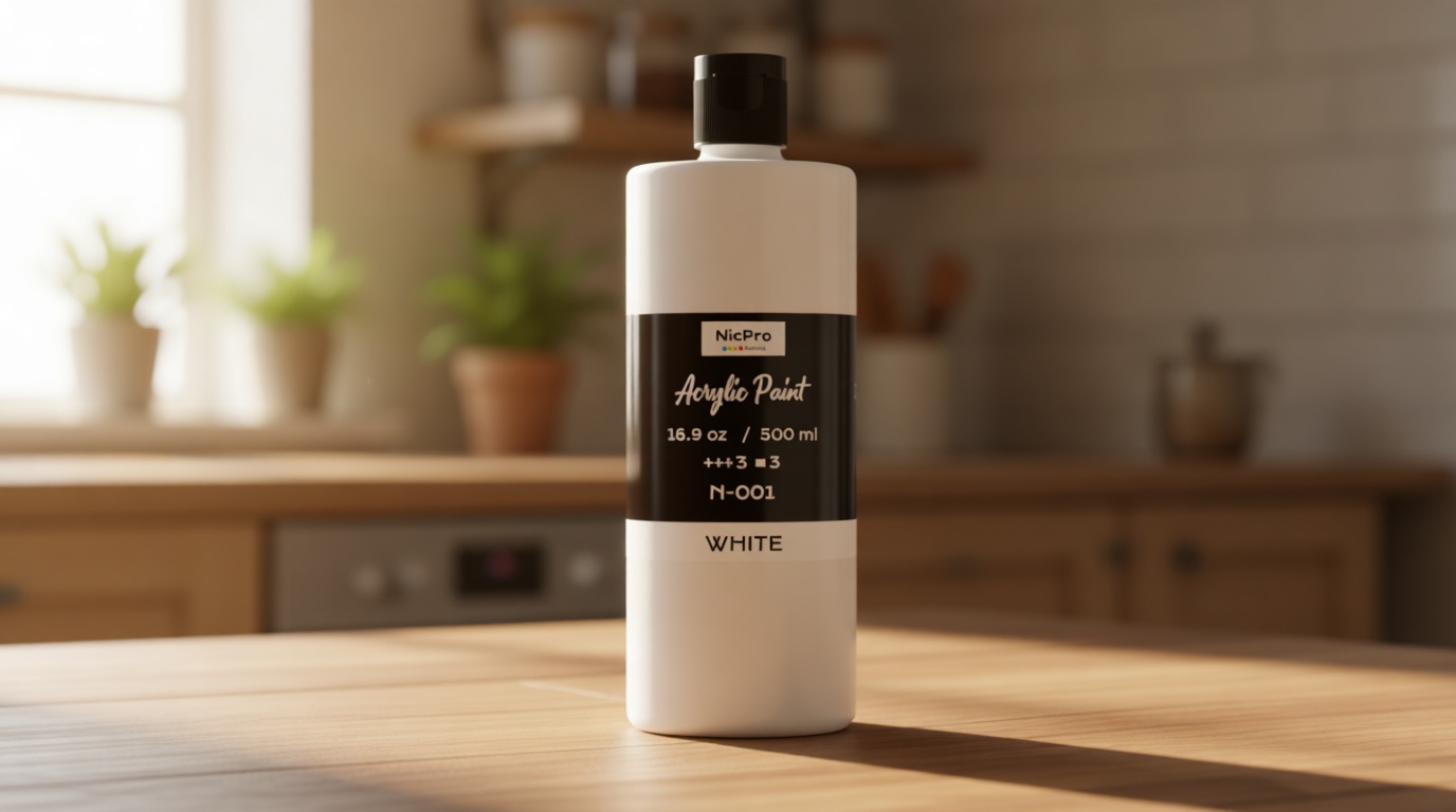 Nicpro White Large Acrylic Paint (16.9 oz, 500 ml), Rich Pigments, Non Toxic Craft Paint for Multi Surface, Canvas, Wood, Leather, Ceramic, Fabric, Stone - Art Painting Supplies for Beginners, Artists & Adults