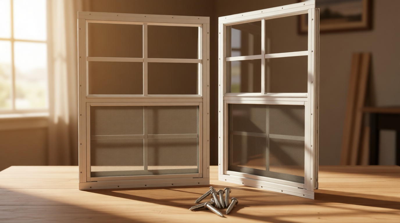 Yuzzy 24" x 36" Shed Windows with Tempered Glass and Fiberglass Screen, 2 Pack Small Sliding Windows for Shed, Chicken Coop, Playhouse, Household, Garage, Barns (White)