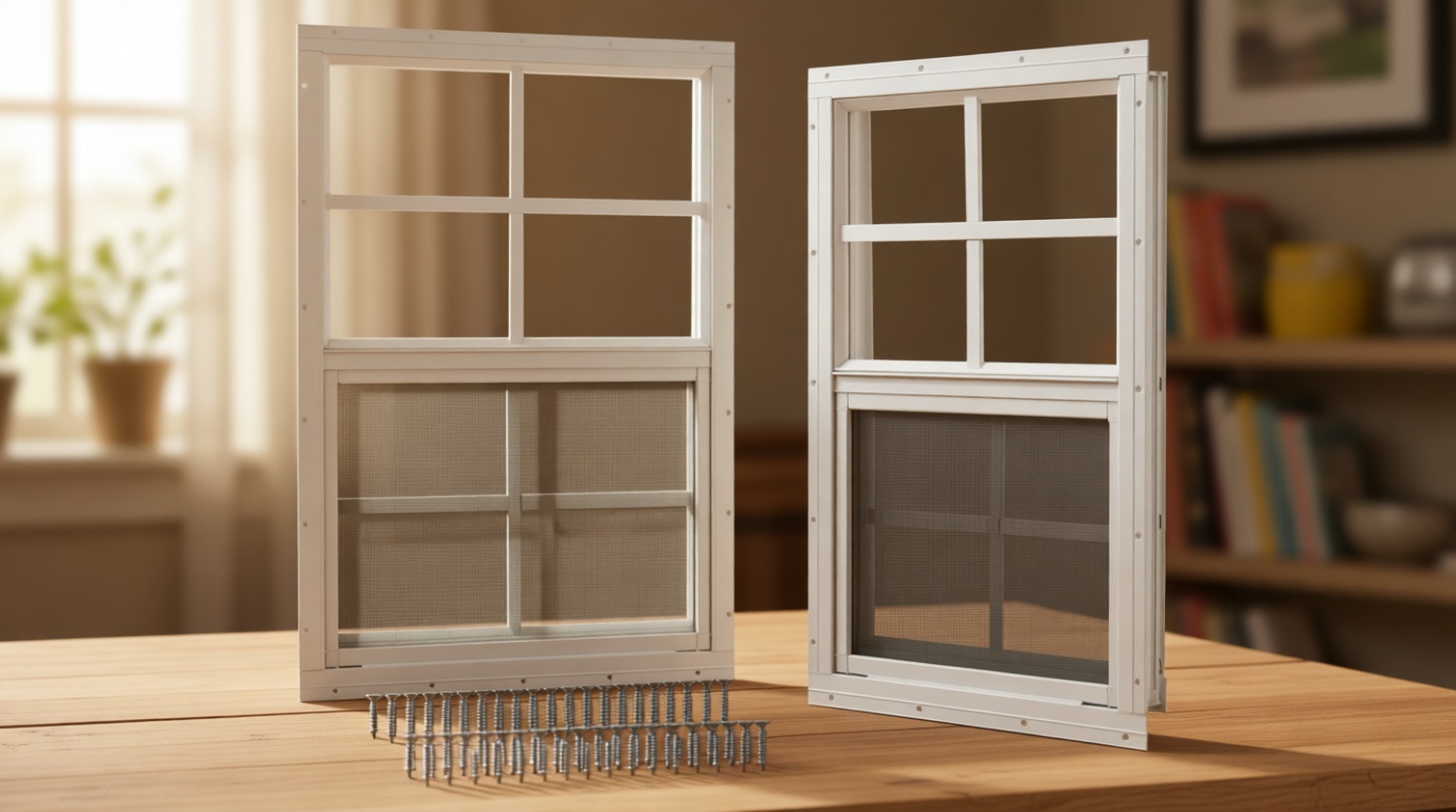 Yuzzy Shed Windows 2 Pack, Chicken Coop Windows 30" x 36" with Tempered Glass and Fiberglass Screen, Flush Mounted Small Window for Shed, Barns, Playhouse, Household, Garage (White)