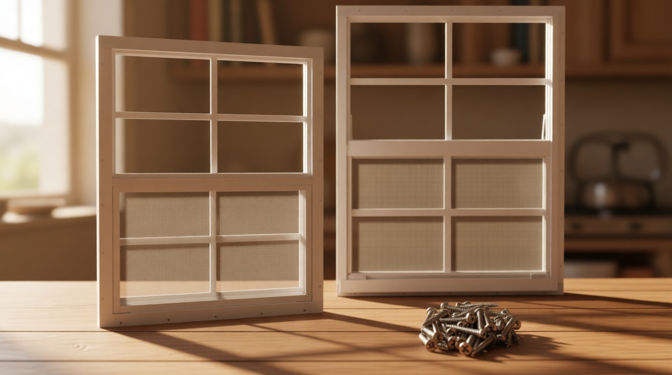 NeatiEase 2 Pack Shed Window, 24" x 36" Flush Mount Window with Tempered Glass and Fiberglass Screen for Shed, Chicken Coop, Playhouse, Household, Garage