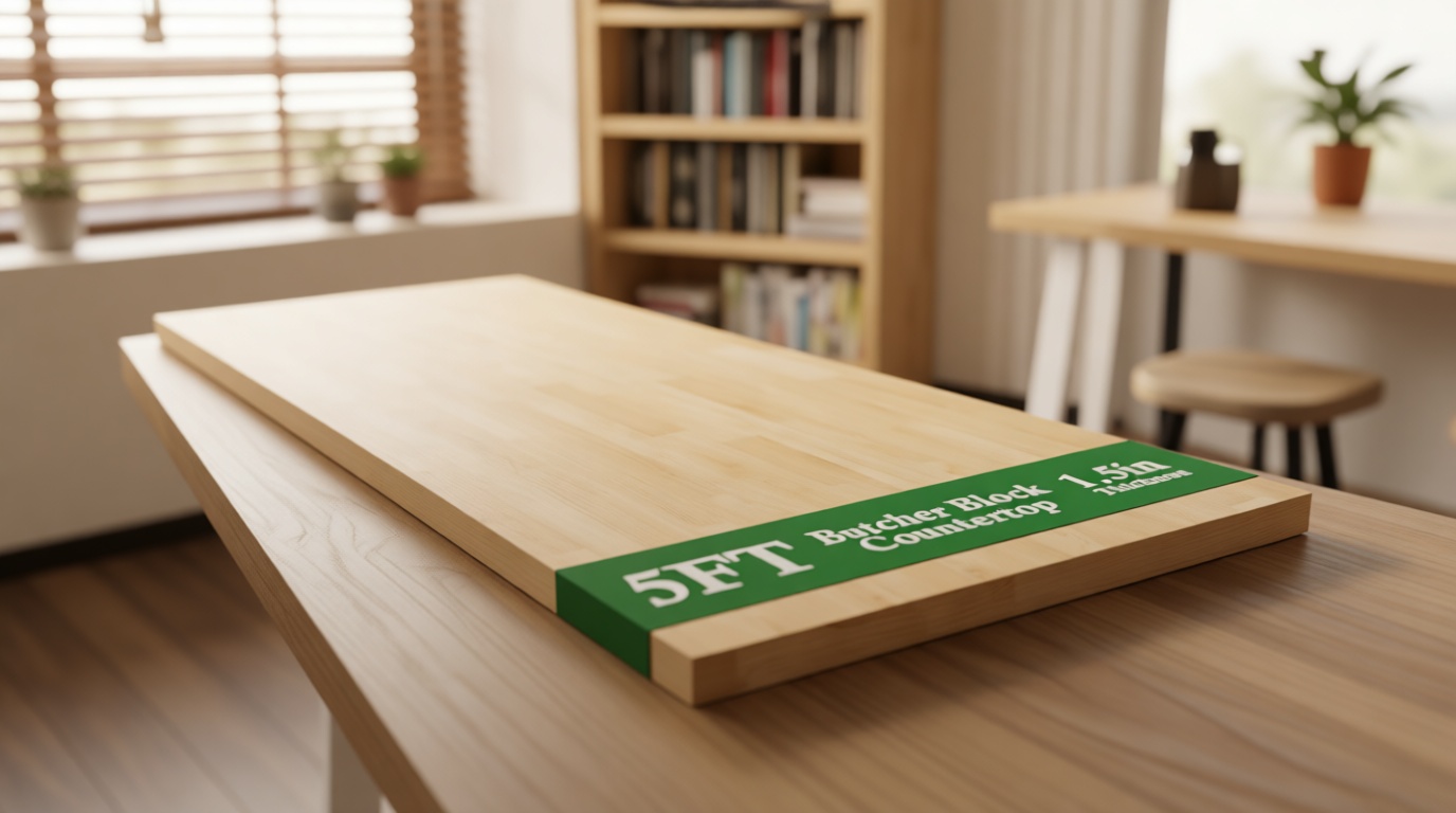 5FT Butcher Block Countertop Birch Solid Wood - 60" x 25" Table Top Butcher Block Cutting Board for Kitchen Island Living Dining Table Office Desk Workbench laundry Countertop Unfinished 1.5" Th