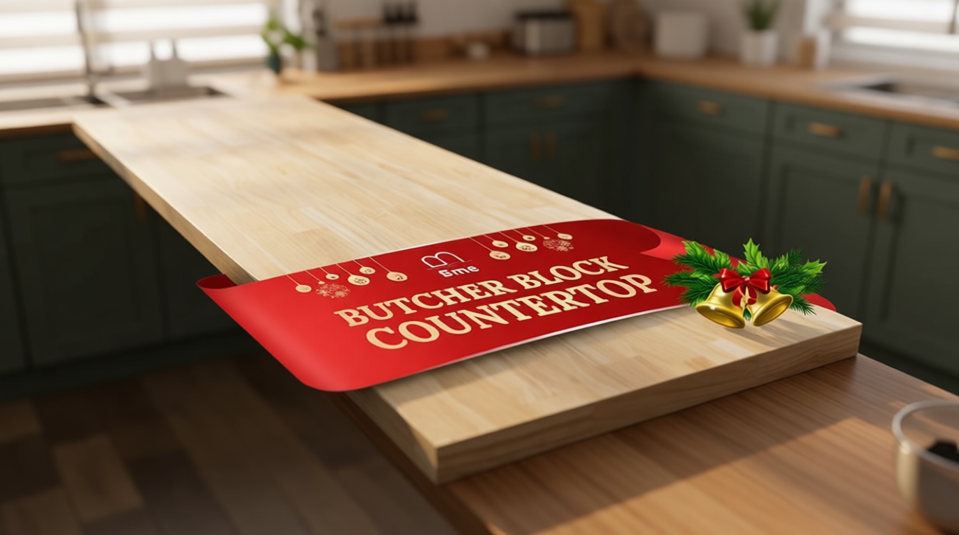 Bme Hevea Solid Wood Butcher Block Countertop, Unfinished Butcher Block Table Top for DIY Washer Dryer/Island/Kitchen Countertop, 36" L x 25" W x 1.5" Th