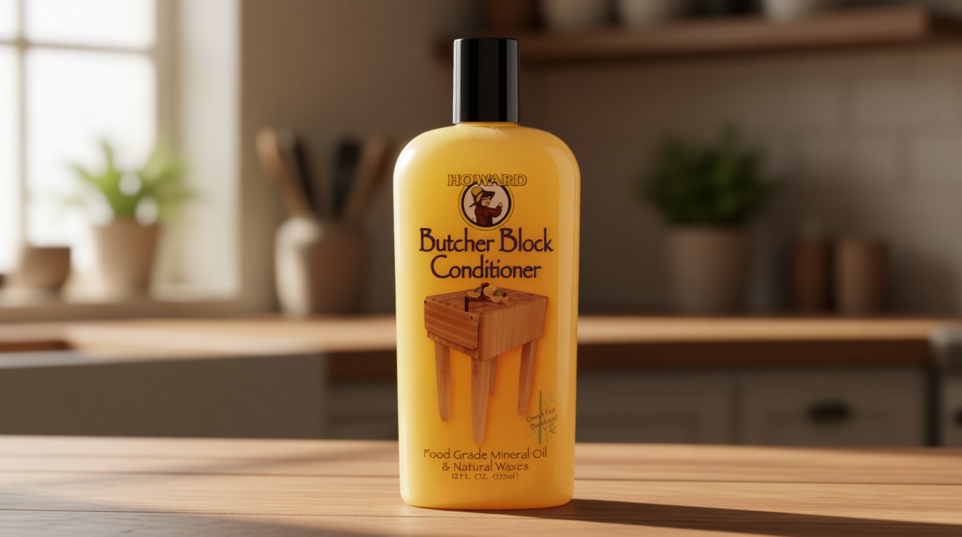 Howard Products Butcher Block Conditioner and Food Grade Mineral Oil for Wood Cutting Boards, 12 Fl Oz - Enhanced Wood Care