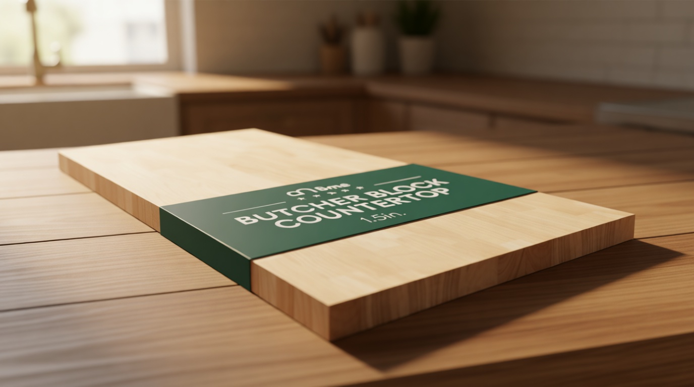 Bme Hevea Solid Wood Butcher Block Countertop, Wood Table Top, Butcher Block Desk Table Top for DIY Kitchen Island, Washer Dryer, or Workstation – Unfinished - 60" L x 36" W x 1.5" Th