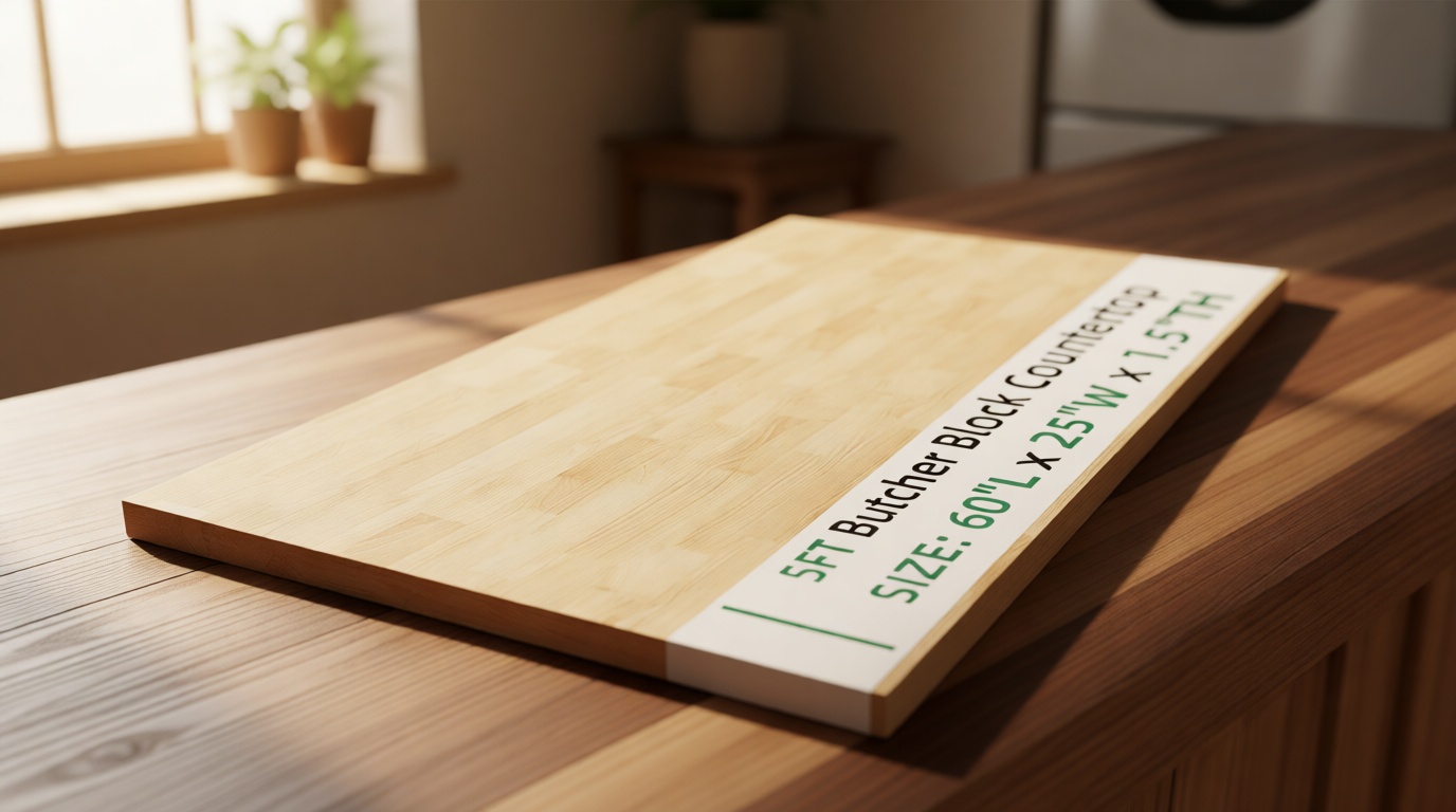 Butcher Block Countertop Wood Tabletop - 60"x25"x1.5", 5FT Solid Birch Wood Tabletop, Unfinished Hardwood Butcher Block Island Top for Kitchen Counter, Desk Top, Table Top, Workbench, Coffee Bar