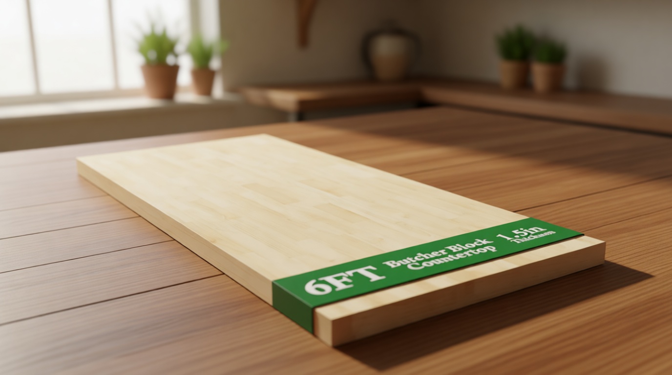 6FT Butcher Block Countertop Birch Solid Wood - 72" x 25" Table Top Butcher Block Cutting Board for Kitchen Island Living Dining Table Office Desk Workbench Washer Dryer Countertop Unfinished 1.5" Th