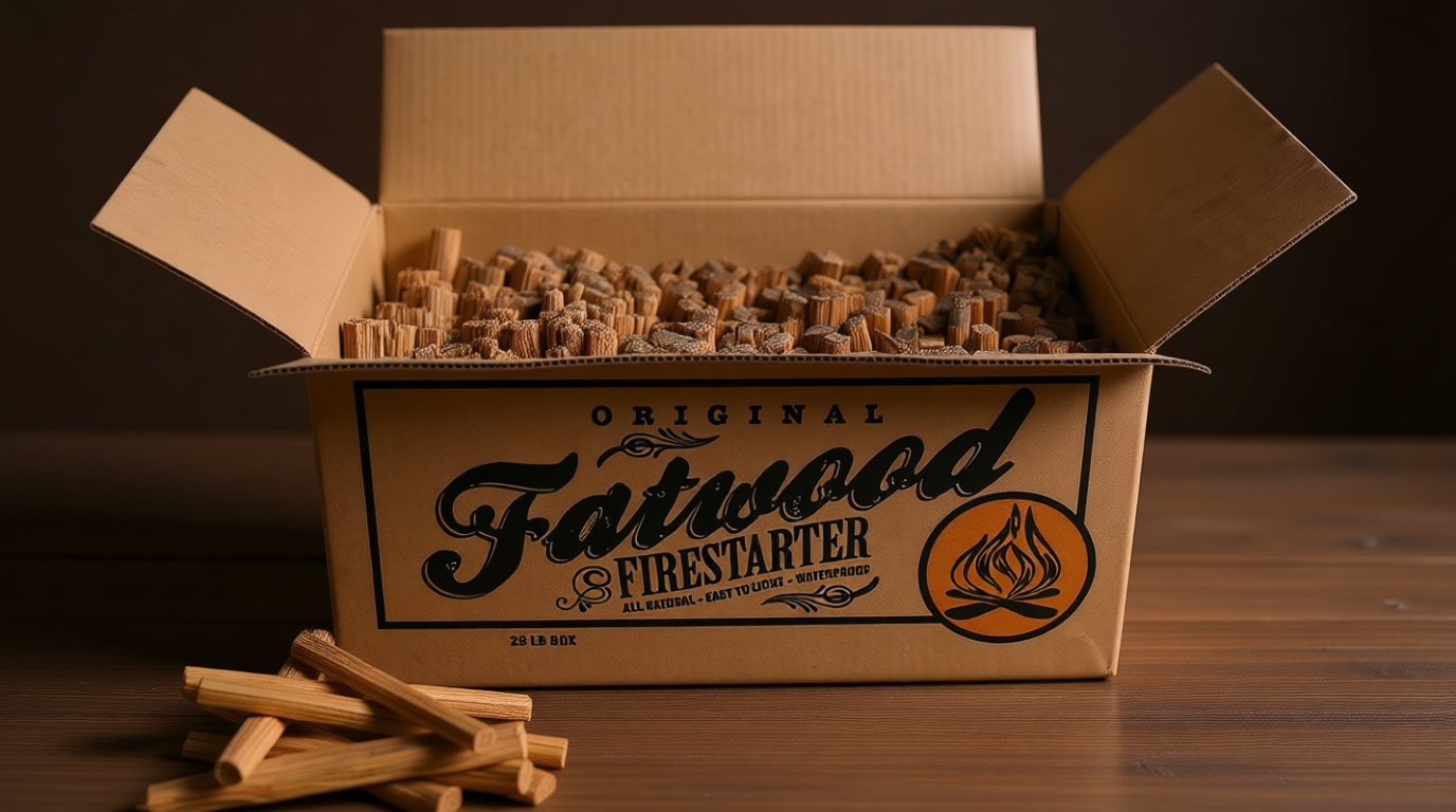 Fatwood Fire Starter Sticks 25lb Box - Indoor or Outdoor 100% All Natural Pine Fire Starters for Campfires, Fireplace, Firepit, Wood Stove, or BBQ Grill - Kindling Wood Firewood Lighter by Pure Garden