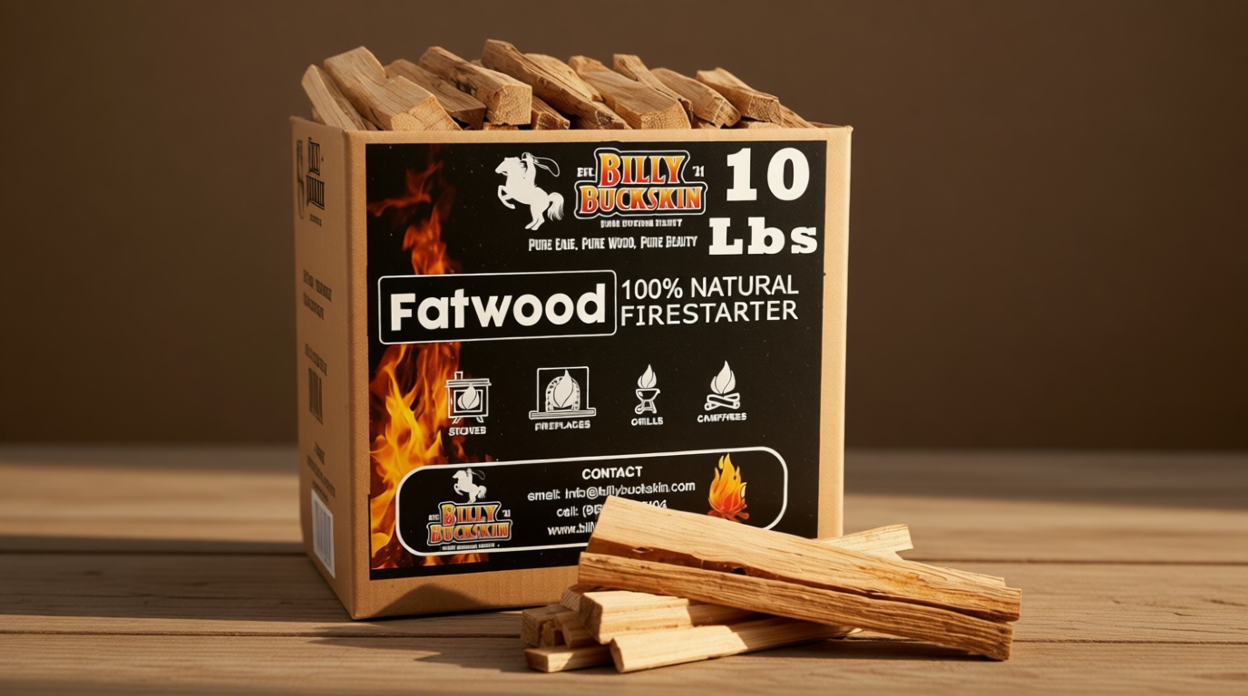 10lb Fatwood Fire Starter Sticks | 100% Natural Fire Starters for Campfires, Firepit, Fireplaces, BBQ, Wood Stoves | Easy Ignition w/Just 2 Sticks | Camping Essentials by Billy Buckskin (10lb Box)