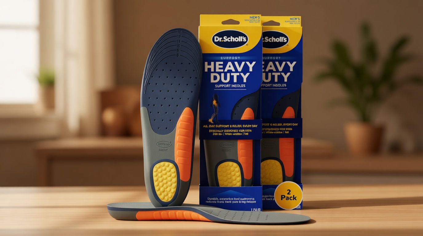 Dr. Scholl's Heavy Duty Support Insole Orthotics, Big & Tall, 200lbs+, Wide Feet, Shock Absorbing, Arch Support, Distributes Pressure, Trim to Fit Inserts, Work Boots & Shoes, Men Size 8-14, 2 Pairs