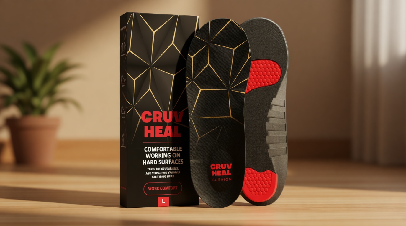 CRUVHEAL Work Pro Comfort Insoles - Shock Absorption - Low Arch - Cushioning Anti Fatigue Shoe Insert Men Women - Non-Slip - Soft Comfortable Work Boot Insoles - Foot Pain Relief (L, Black)