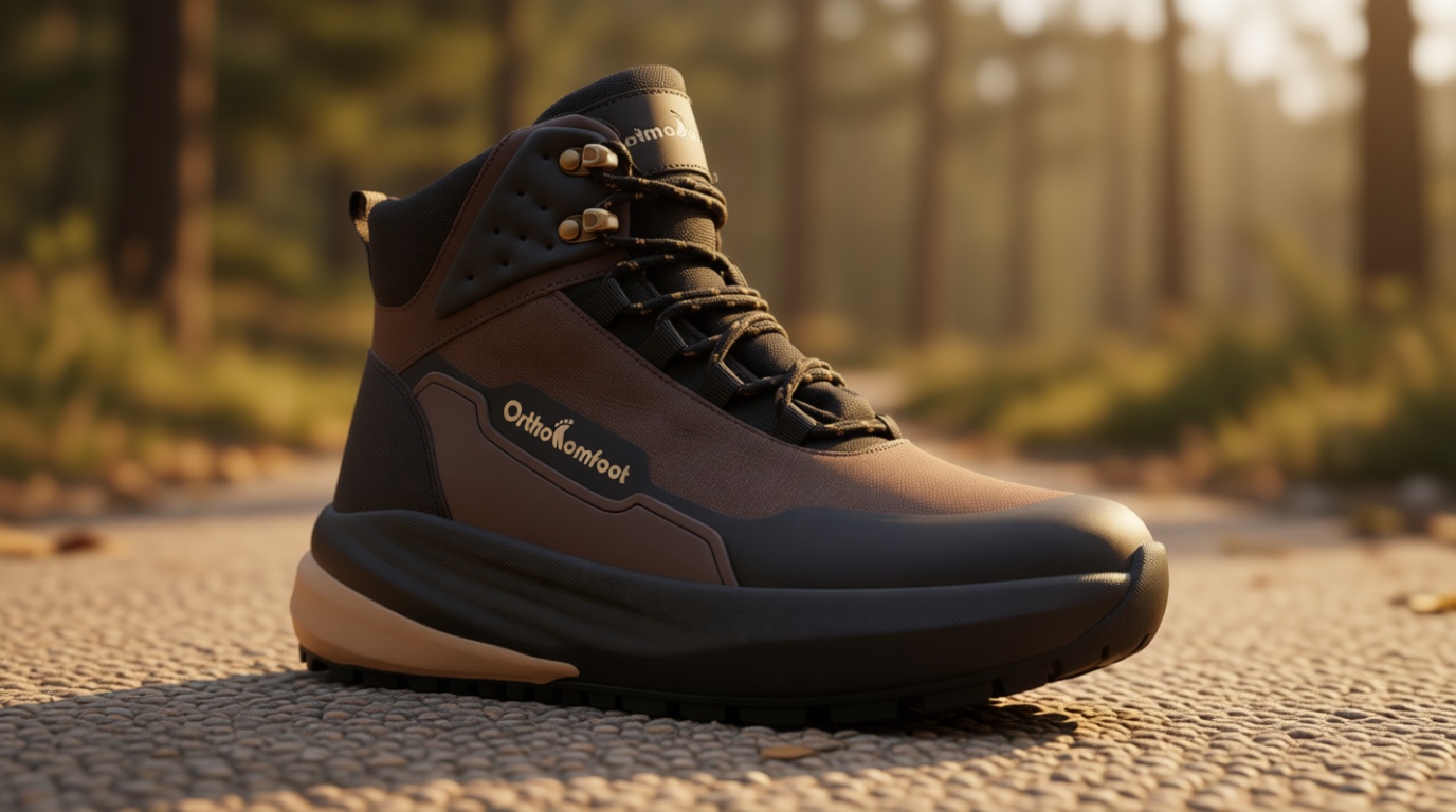 Men's Orthopedic Wide Waterproof Hiking Boots: Comfortable Plantar Fasciitis Arch Support Diabetic Walking Trekking Running Shoes, Orthotic Non Slip Adventures Mid Ankle Boots for Foot Pain Relief