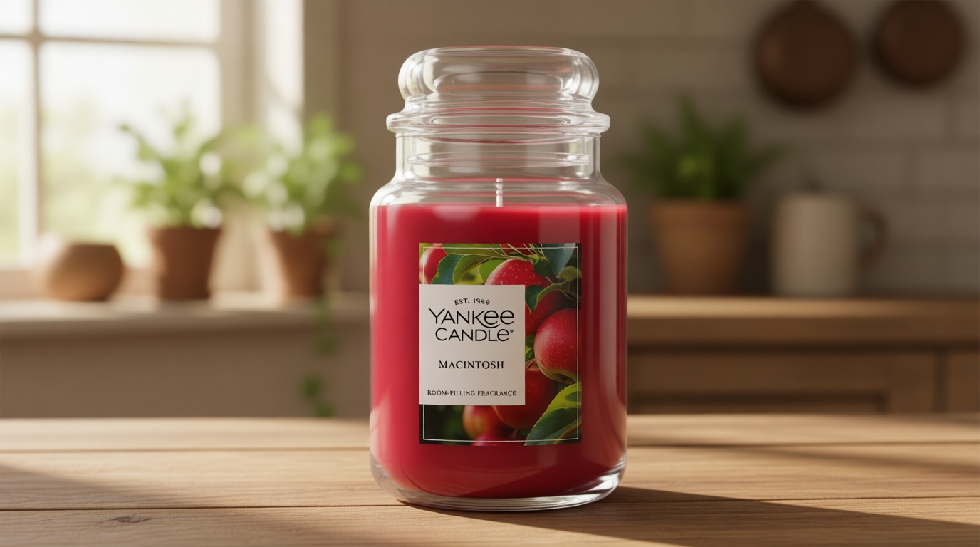 Yankee Candle Macintosh, Fall Scented Candle, 22oz Large Jar with up to 150 Hour Burn Time