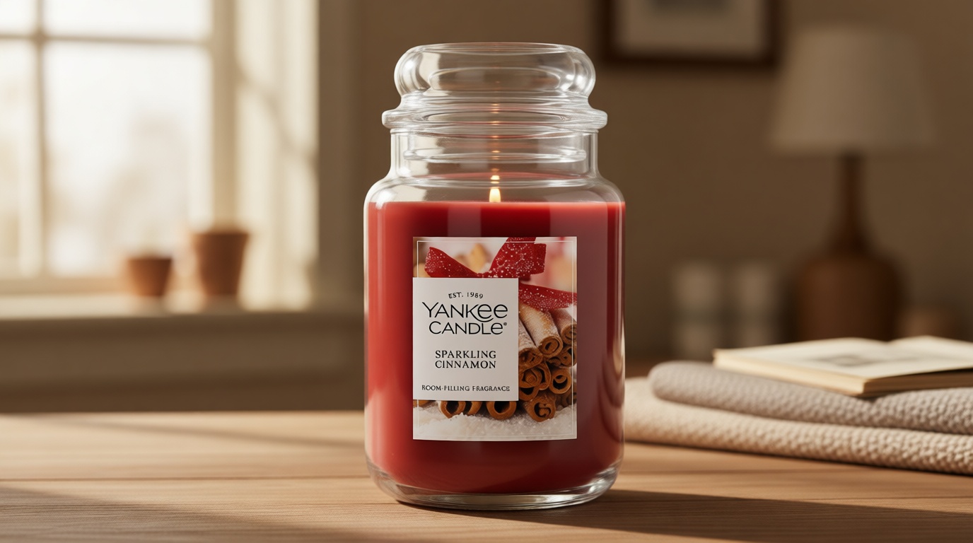 Yankee Candle Sparkling Cinnamon, Christmas Scented Candle, 22oz Large Jar with up to 150 Hour Burn Time, Giftable