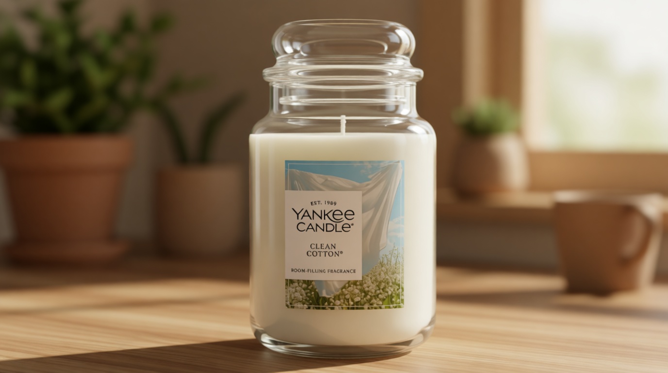 Yankee Candle Clean Cotton Scented Candle, 22oz Large Jar with up to 150 Hour Burn Time, Giftable, Birthdays