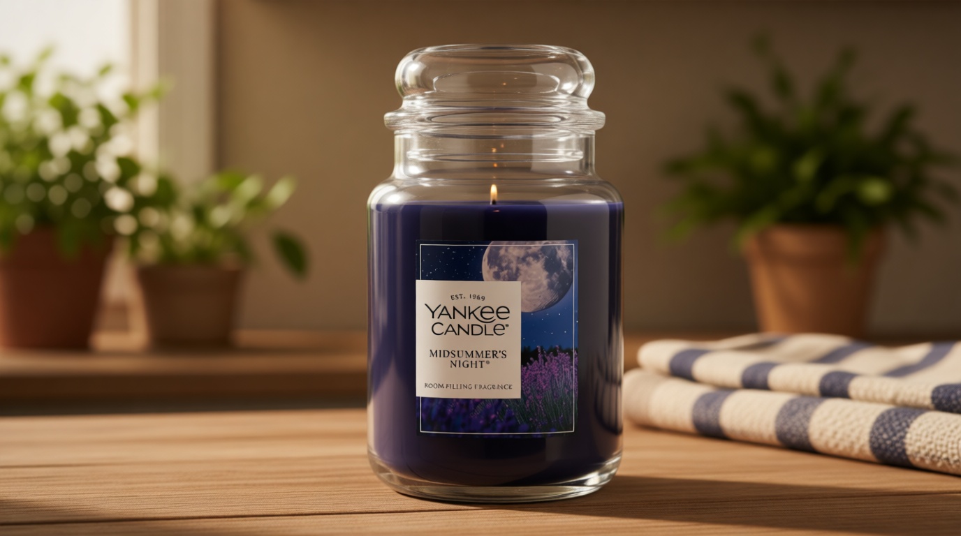 Yankee Candle Mid Summer's Night, Scented Candle, 22oz Large Jar with up to 150 Hour Burn, Giftable