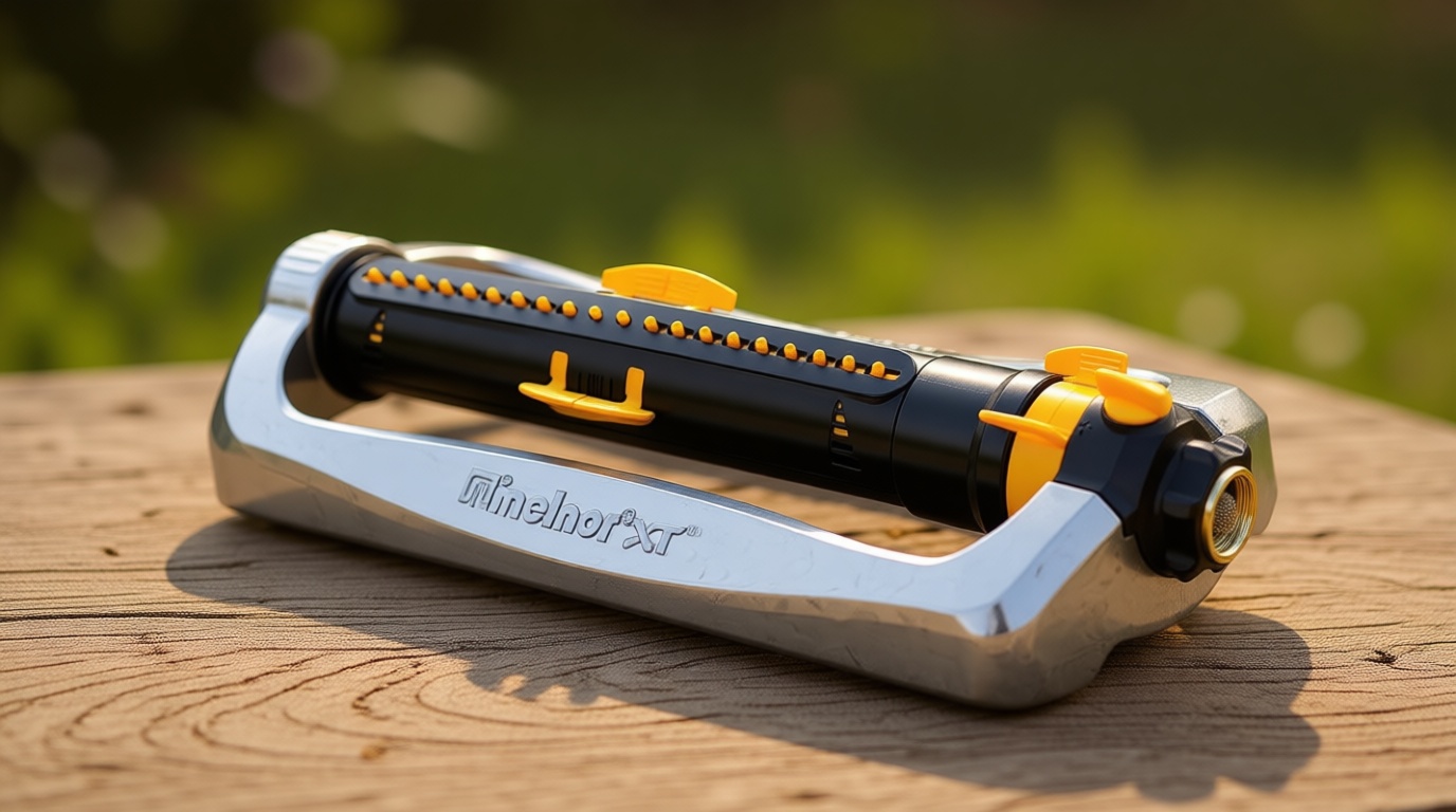 Melnor 65154AMZ XT Turbo Oscillating Sprinkler, Metal Base, 4,500 sq. ft., Quick Connect Bundle, 3-Way Adjustable, Black, Yellow