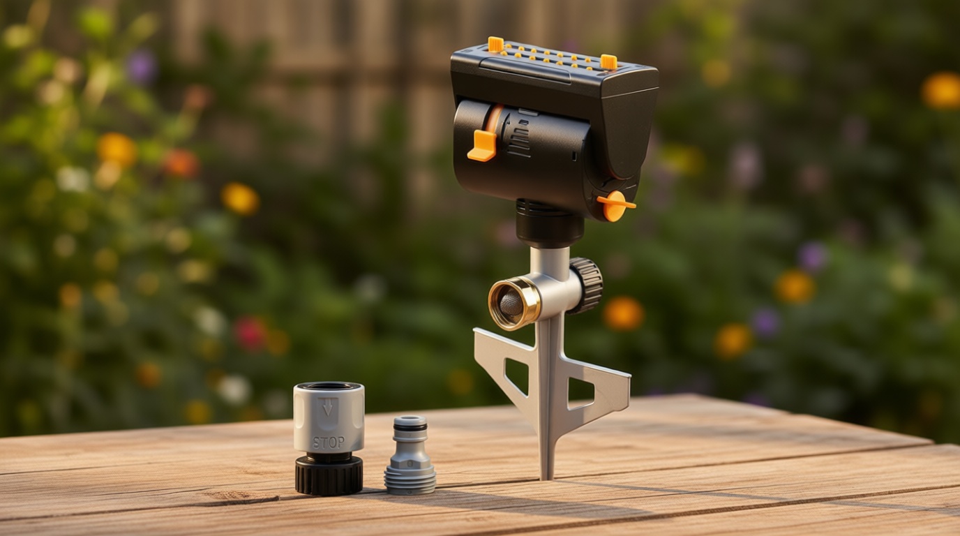 Melnor 65137AMZ MiniMax Turbo Oscillating Sprinkler on Step Spike, 4000 sq. ft., 4-Way Adjustable, Quick Connect Bundle, Yellow