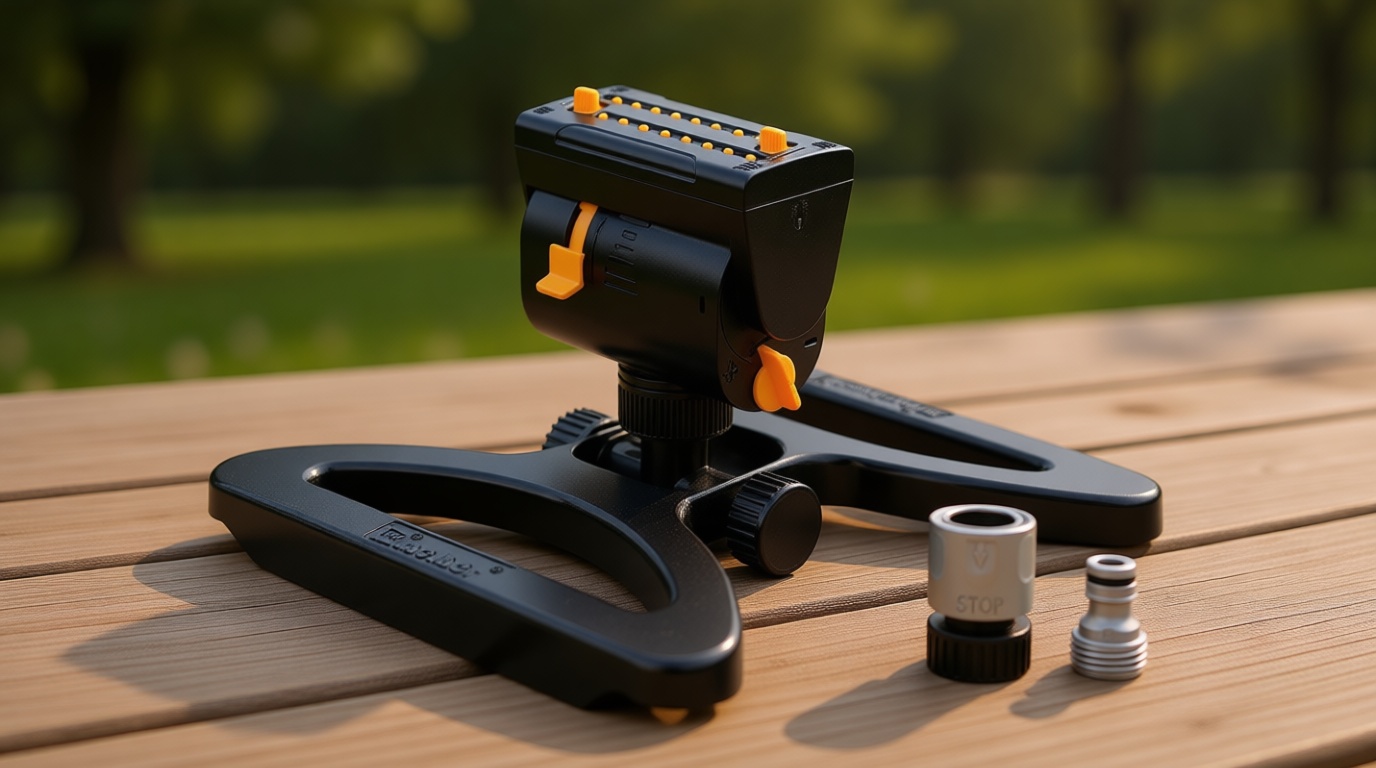 Melnor 65131AMZ MiniMax Turbo Oscillator Sprinkler, 4000 sq. ft., 4-Way Adjustable, Quick Connect Bundle, Black, Yellow