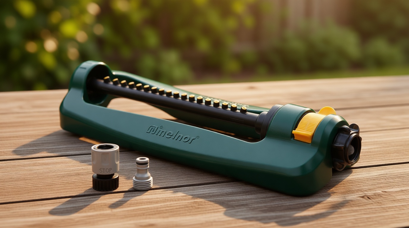 Melnor 65148AMZ TurboTek Oscillating Sprinkler, 2,800 sq. ft., Quick Connect Bundle, 16 Precision Nozzle, Green, Yellow