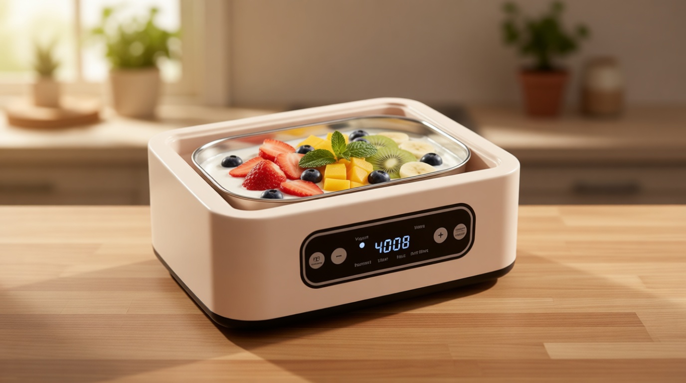 Yogurt Maker with, Real-Time Countdown, Temp & Timer Control (1-99h),Temp Control 21°C-48°C, 1.6L Stainless Steel Inner Pot + 9 Dishwasher-Safe Jars – Effortless Homemade Greek & Probiotic Yogurt