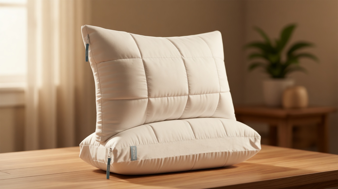 Nuzzle Pillows Standard Size Set of 2 Cooling Adjustable Pillows for Side Sleepers, Luxury Hotel Collection Bed Pillows – Best Adjust Height Soft Firm Pillows for Back, Stomach and Side Sleepers OEKO-TEX STANDARD 100