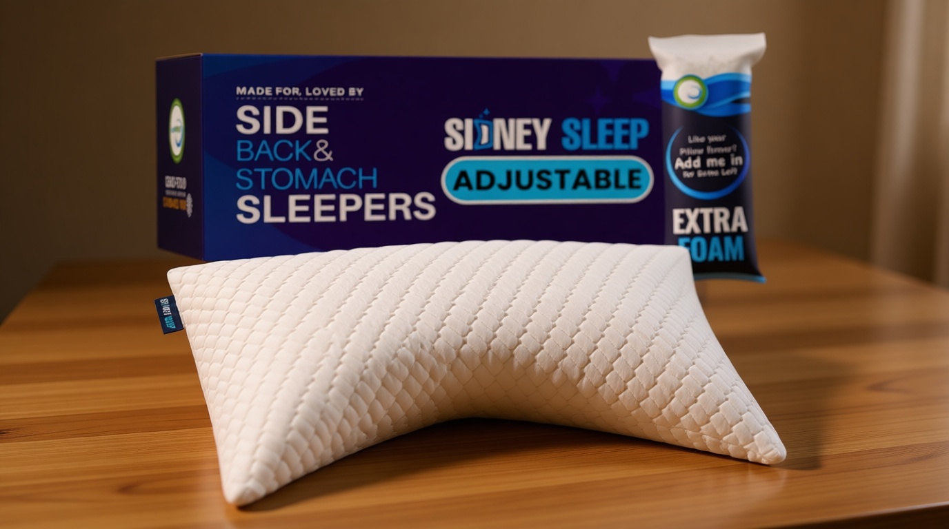 Sidney Sleep Adjustable Curved Contour Fill Pillow – Queen Size – for Side and Back Sleepers – Neck & Shoulder Comfort Support – Extra Fill Included (White) OEKO-TEX STANDARD 100