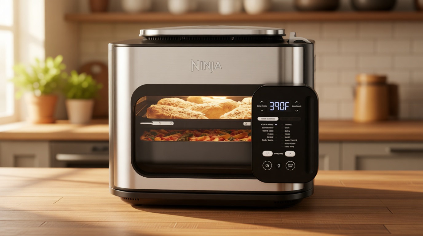 Ninja Combi All-in-One Multicooker, Oven, & Air Fryer, Complete Meals in 15 Mins, 14-in-1 Functions, Combi Cooker + Air Fry, Bake, Roast, Slow Cook and More, 3 Accessories, Stainless Steel, SFP701