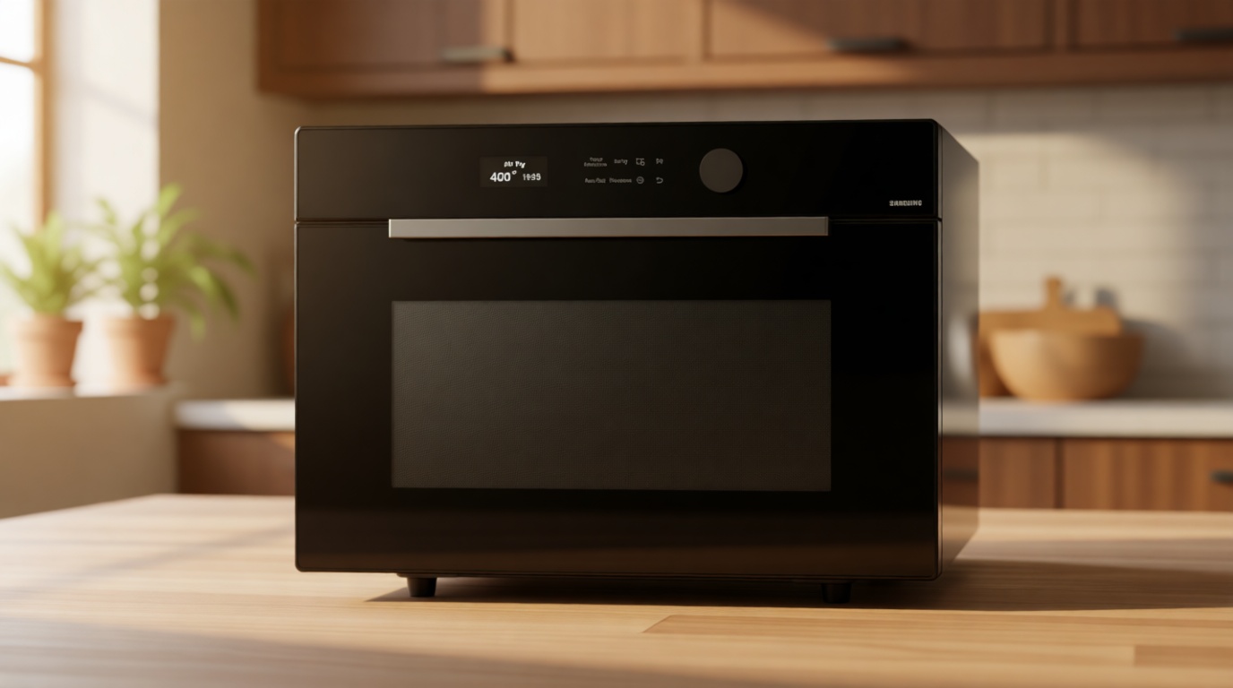 SAMSUNG 1.2 cu. ft. Countertop Convection Microwave with Air Fry, Black Glass, MC12DB8700CKAA