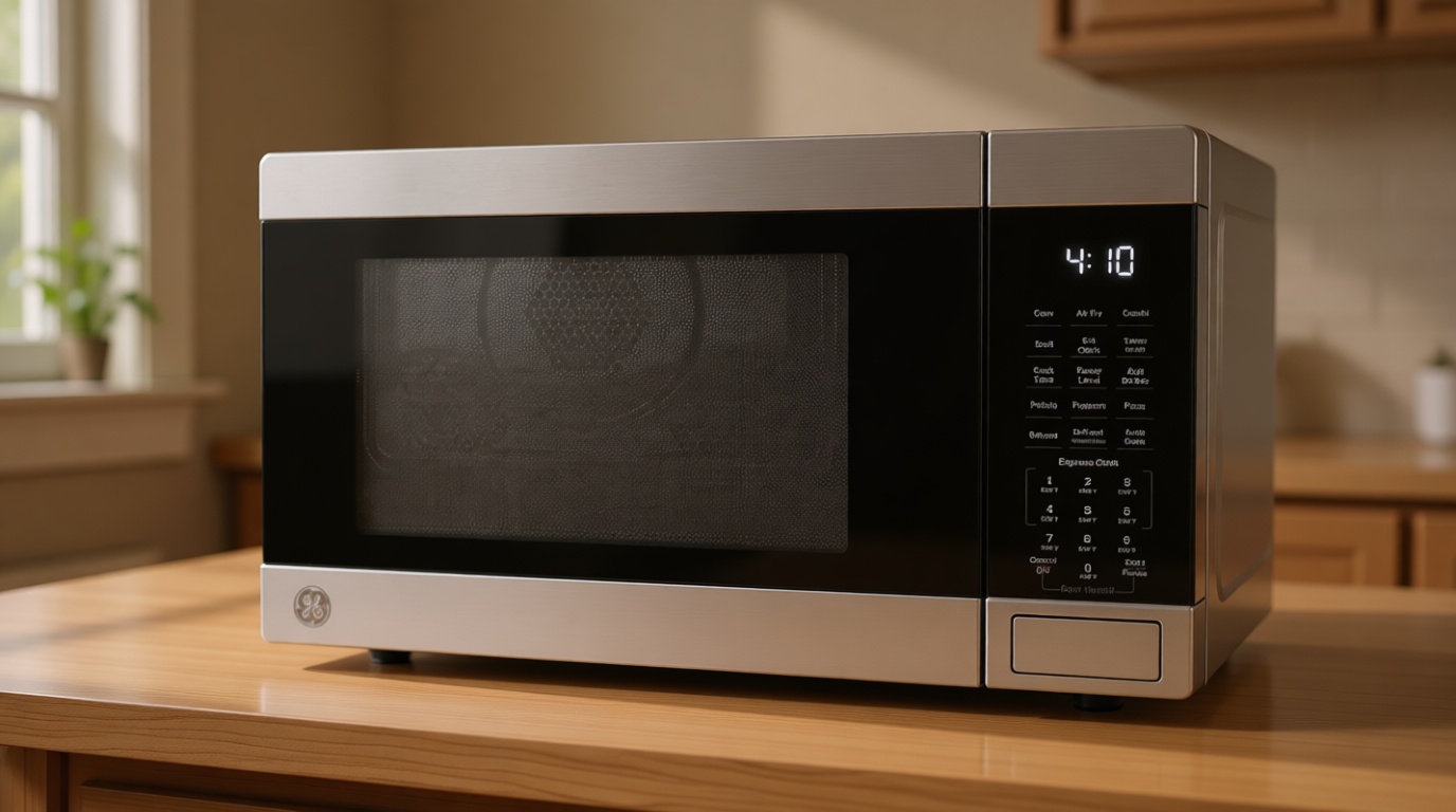 GE 4-in-1 Countertop Microwave Oven, 1.0 Cu Ft, 1050W Convection Microwave with Air Fry & Broil, Compact and Quiet, Stainless Steel, Ideal for Apartments, Dorms & Offices, GCST10A1WSS