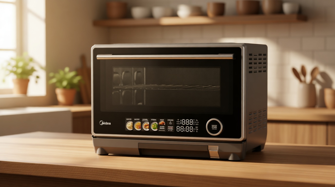 Midea 4-in-1 Multifunctional Microwave Steam Oven, Combo Air Fryer, Steamer & Microwave Oven, 32 Auto Functions, Adjustable Power and Temperature, Color Screen Touch Control, 0.9CU.FT./23L