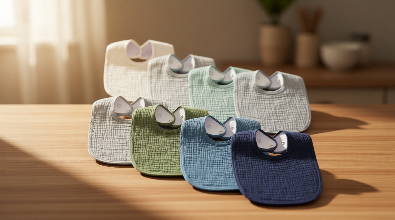 Konssy Muslin Baby Bibs 8 Pack Baby Bandana Drool Bibs Cotton for Unisex Boys and Girls, Soft Absorbent Set for Teething and Drooling Global Organic Textile Standard OEKO-TEX STANDARD 100