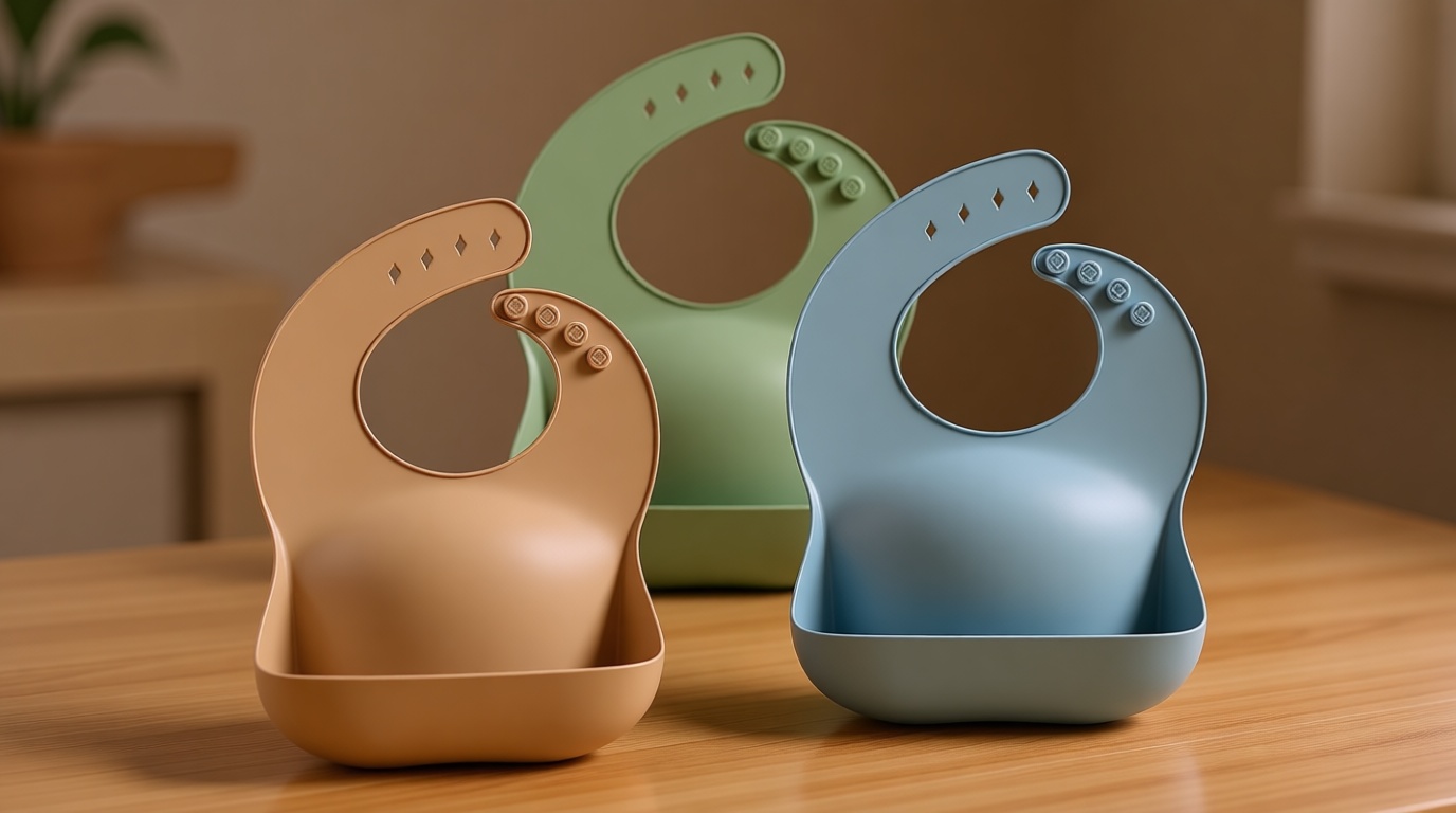 Cuddle Campus Set of 3 Silicone Bibs for Babies & Toddlers,Soft Adjustable Bibs with Pocket Food Catcher for Baby Girl,Boy