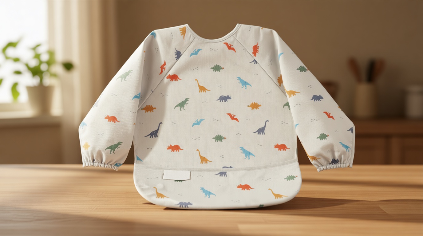 Tiny Twinkle Long Sleeve Bib for Babies & Toddlers | Waterproof Smock Bib for Eating | Machine Washable & Mess-Proof Feeding Essentials | Newborn Shower Gift (Dinosaur, 6–24M) Global Recycled Standard OEKO-TEX STANDARD 100