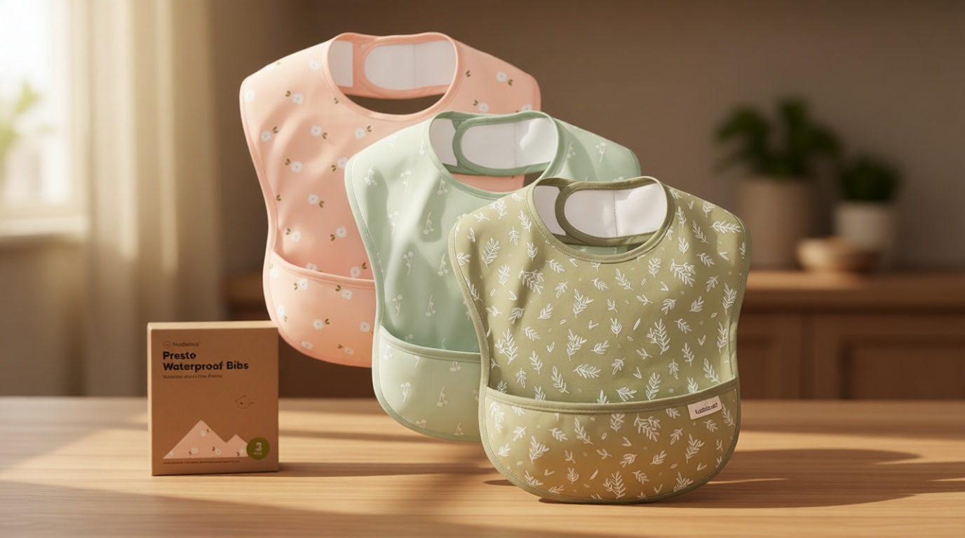 KeaBabies 3-Pack Waterproof Baby Bibs for Eating - Lightweight Toddler Feeding Bibs with Large Food Catcher, Mess Proof, Food-Grade Baby Eating Essentials, Easy to Put On & Clean (Bloom)