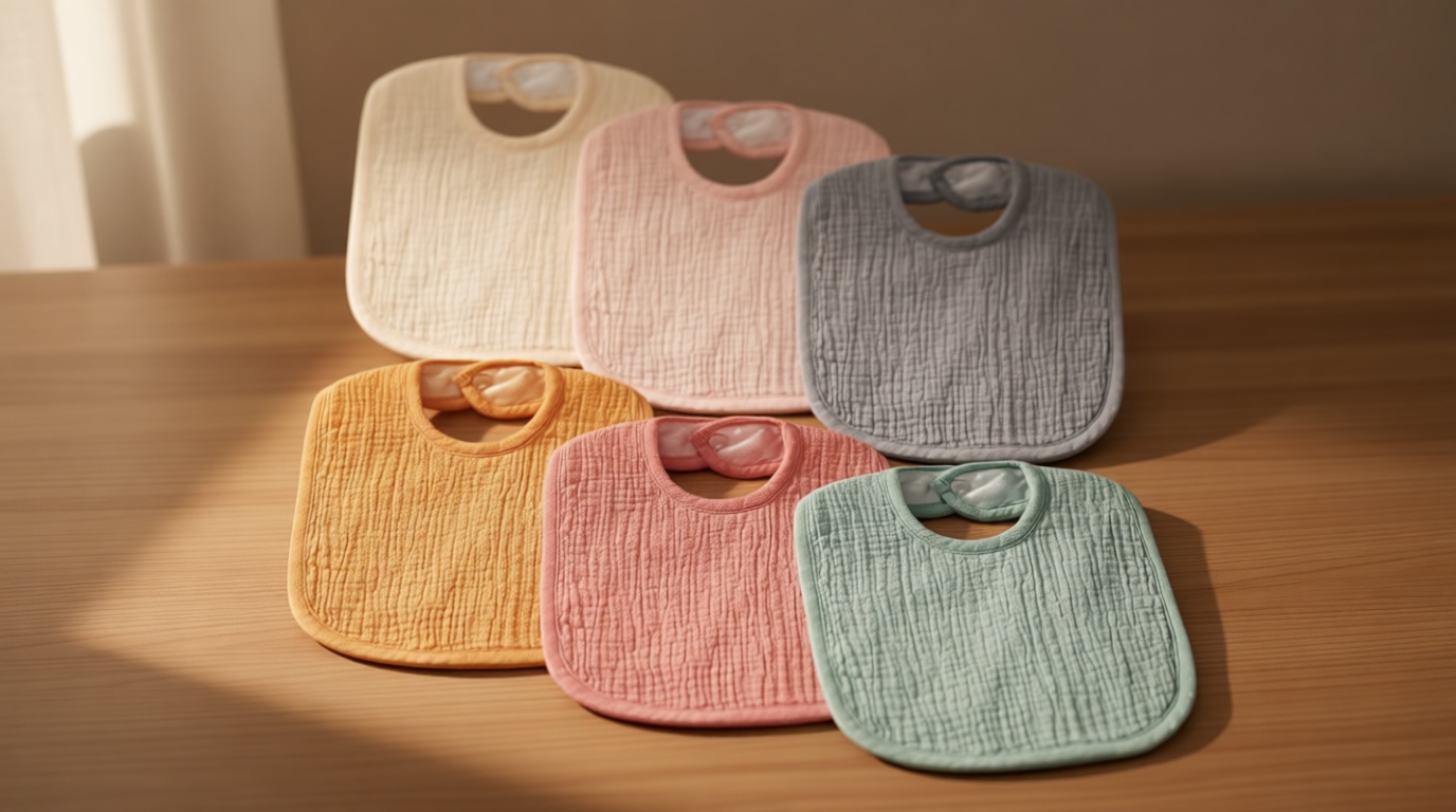 POIKSHARK 6-Pack Muslin Baby Bibs for Unisex Boys Girls, Cotton Baby Drool Bibs, Drooling and Teething Bibs for Infant