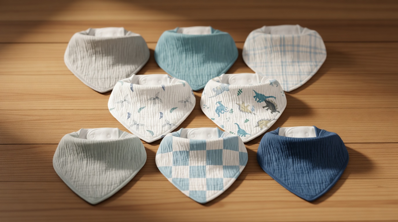 Muslin Baby Bibs 8 Pack, Baby Bandana Drool Bib for Drooling and Teething, Cotton Soft Absorbent for Girls Boys BC OEKO-TEX STANDARD 100