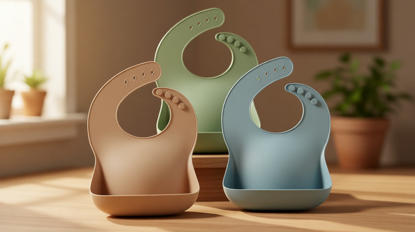 PandaEar Set of 3 Silicone Baby Bibs Waterproof, Soft, Unisex, 10-72 Months