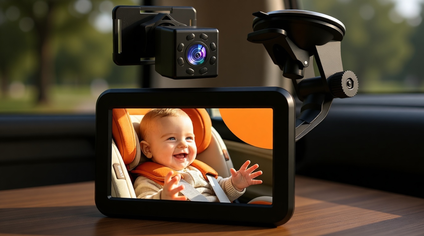 Itomoro 2026 Upgraded Baby Car Camera Monitor [1080P HD & IR Night Vision] 360° Rotation & 150° Wide Clear View Car Seat Camera for Baby Rear Facing, Easy Install & Baby Shower Must-Have